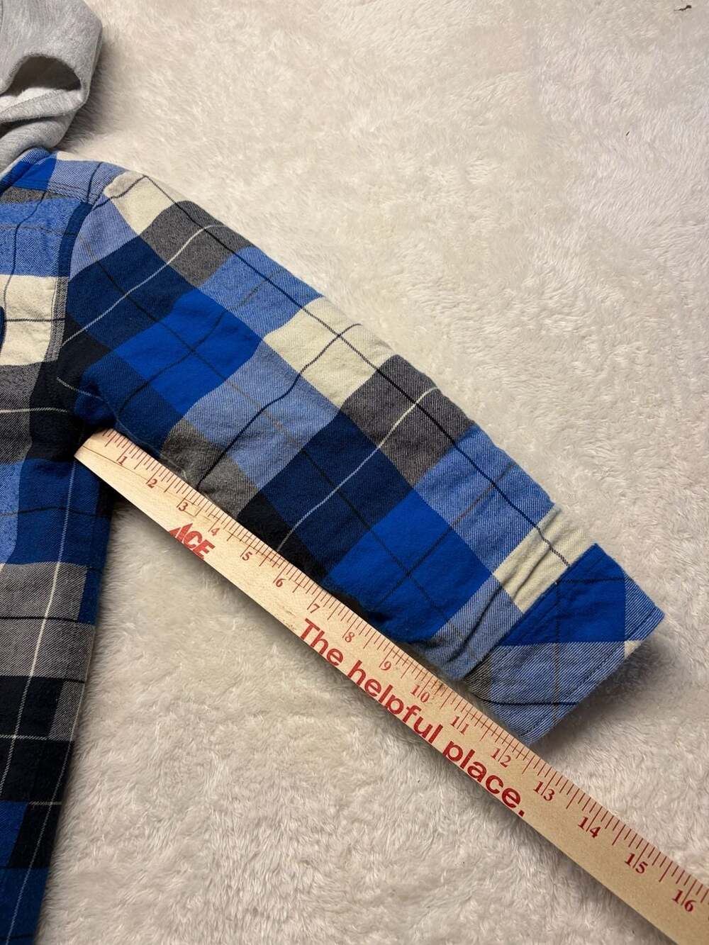 Carhartt Kids Flannel Snap-Front Hooded Shirt Jacket Azure Blue Plaid SMALL 7-8 - Picture 5 of 15